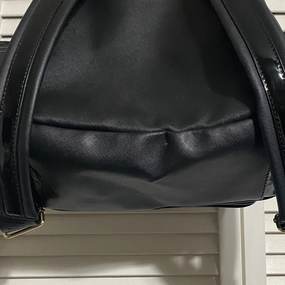 Betsey Paten leather Black Backpack with Gold Details